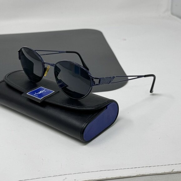 Vintage Yves Saint Laurent Eyeglasses Frame 4135 Y 388 Metallic Blue 53 [] 18 13 - Picture 4 of 14
